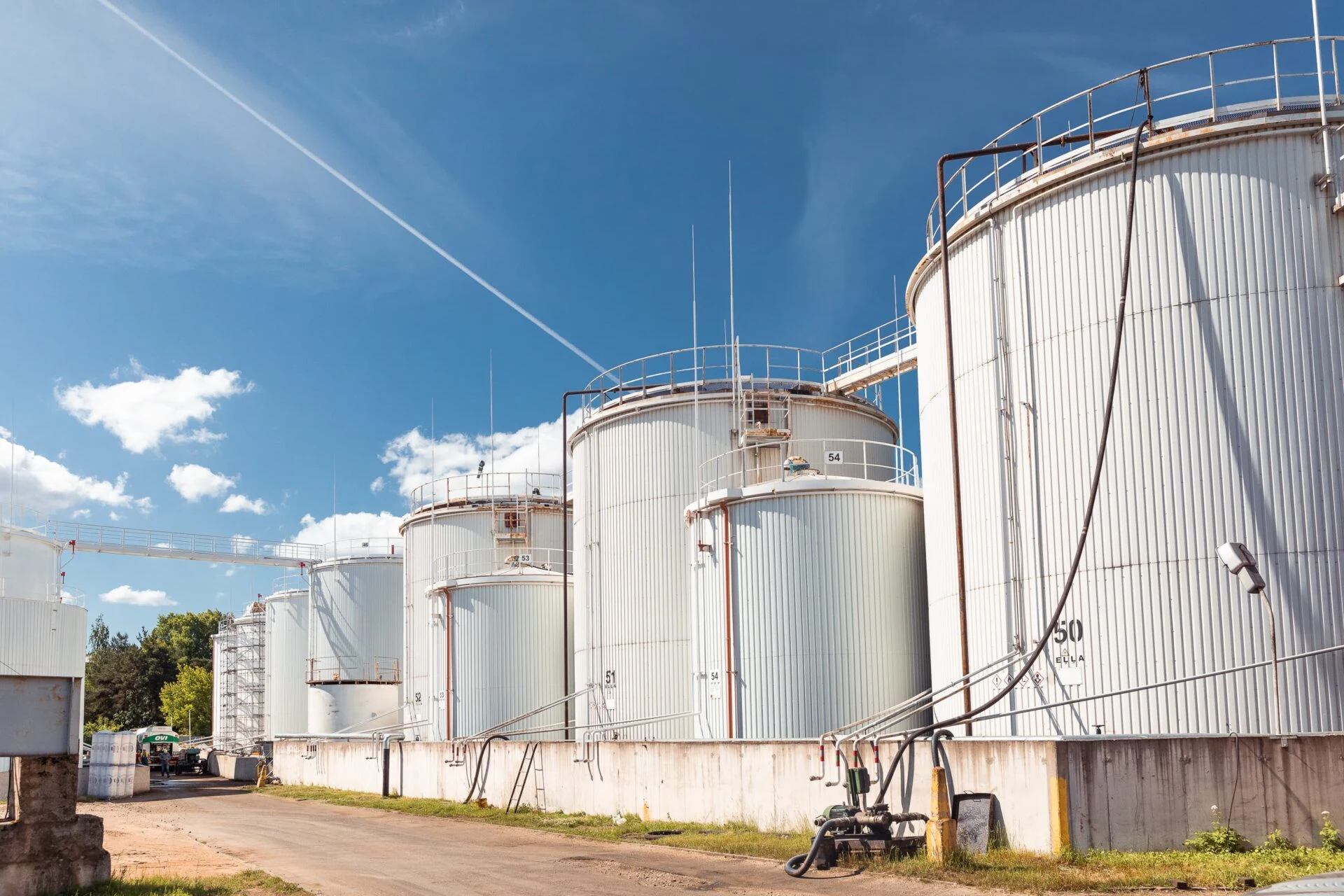 White storage tanks at the OVI terminal in Riga
